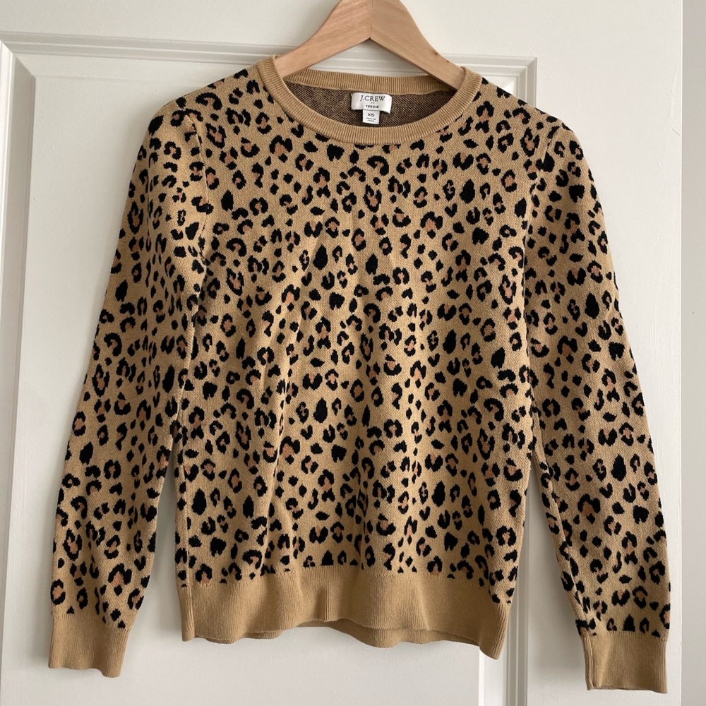 J. Crew leopard print Teddie sweater — size XS